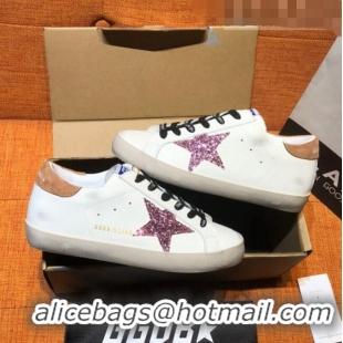 ​Buy Inexpensive GGolden Goose Super-Star Calfskin Sneaker with Glitter G0175 Pink Star White 2022