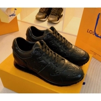 Grade Quality Louis Vuitton Run Away Sneakers in Monogram Leather Black 0316059