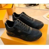 Low Price Louis Vuitton Run Away Sneakers in Leather and Fabric Black 0316065