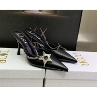 Sumptuous Dior Star Chain Mules 8.5cm Black 2120218