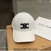 Top Quality Celine Canvas Baseball Hat 051206 White 2023