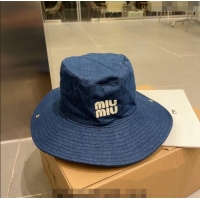 Buy Discount Miu Miu Wide Brim Hat 051202 Blue 2023