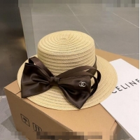 Promotional Miu Miu Straw Wide Brim Hat with Bow 0512 White 2023
