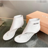 ​Grade Design Miu Miu Leather Ankle Thong boots 4.5cm with Logo Label MM5091 White 2023