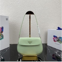 Inexpensive Prada Cleo brushed leather shoulder bag with flap 1BD311 light green