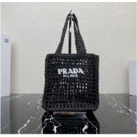 Good Product Prada small Crochet tote bag 1BG444 black