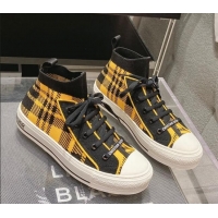 Good Product Dior Walk'n'Dior High-top Sneakers in Check Technical Mesh Yellow/Black 12261122