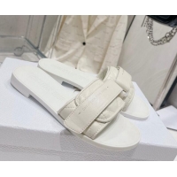 Top Grade Dior Dio(r)evolution Flat Slide Sandals in White Quilted Cannage Leather 030370