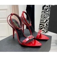 Grade Quality Saint Laurent Venue Patent Leather High Heel Sandals 11cm with Crystal Buckle Red Grade Quality Saint Laur