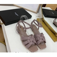 1:1 aaaaa Saint Laurent Tribute Calf Leather Flat Sandals 022557 Pink