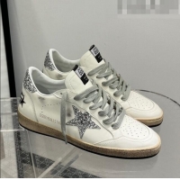 Top Quality Golden Goose GGDB Ball Star Calfskin Sneaker with 0812 Silver Glitter White 2023