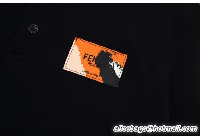 ​Famous Brand Fendi Men's Cotton Polo Shirt M6306 Black 2023