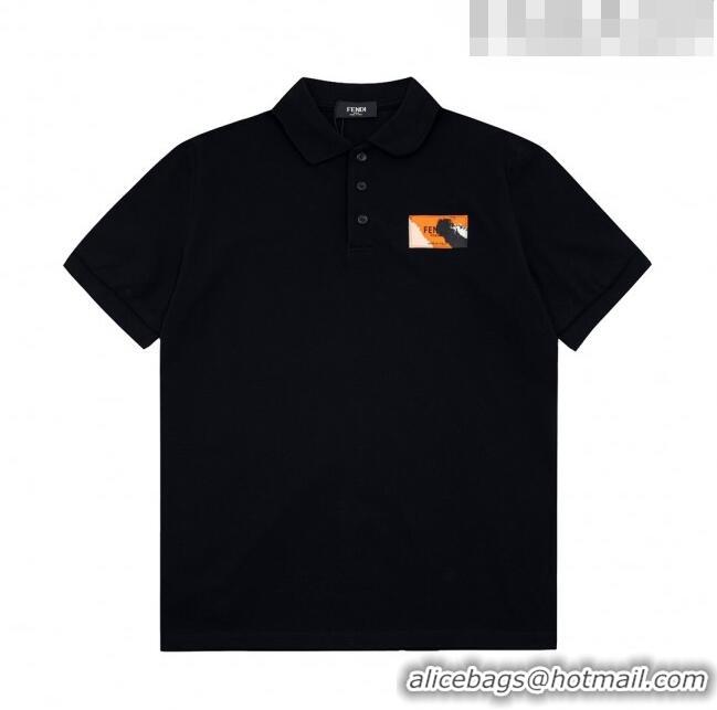 ​Famous Brand Fendi Men's Cotton Polo Shirt M6306 Black 2023