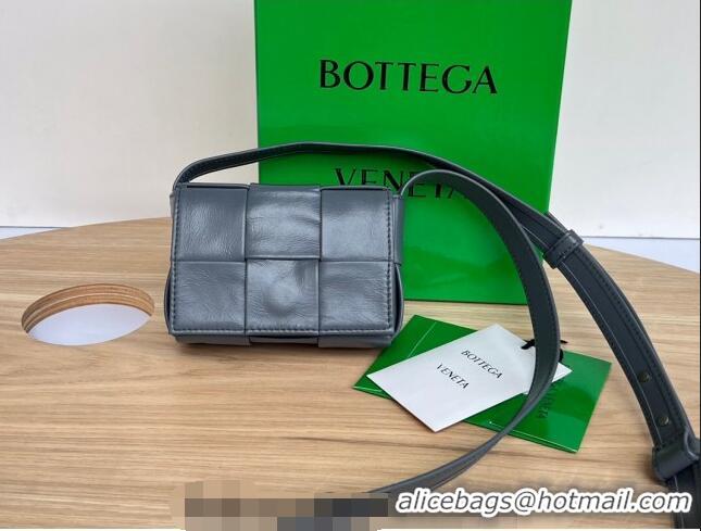 New Design Bottega Veneta Candy Cassette Intreccio Leather Mini Bag 667048 Grey 2023