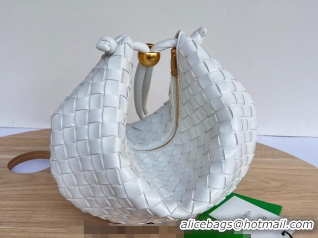 Promotional Bottega Veneta Turn Medium Hobo Bag in Intrecciato Leather 701024 White 2023