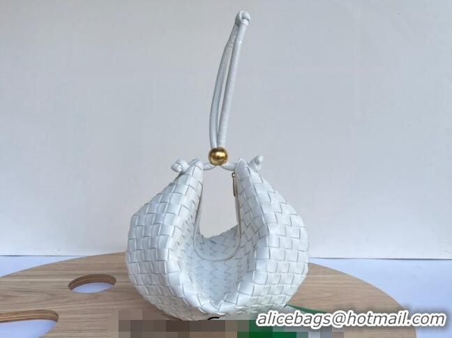 Promotional Bottega Veneta Turn Medium Hobo Bag in Intrecciato Leather 701024 White 2023