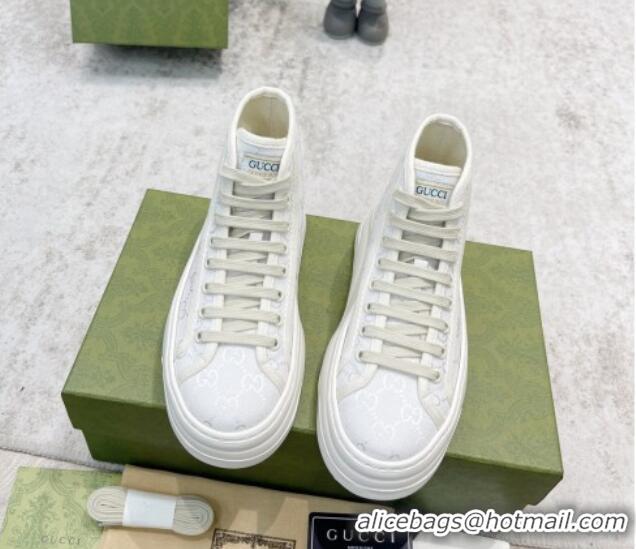 Good Quality Gucci GG Canvas High-top Platform Sneakers 5cm White 406035