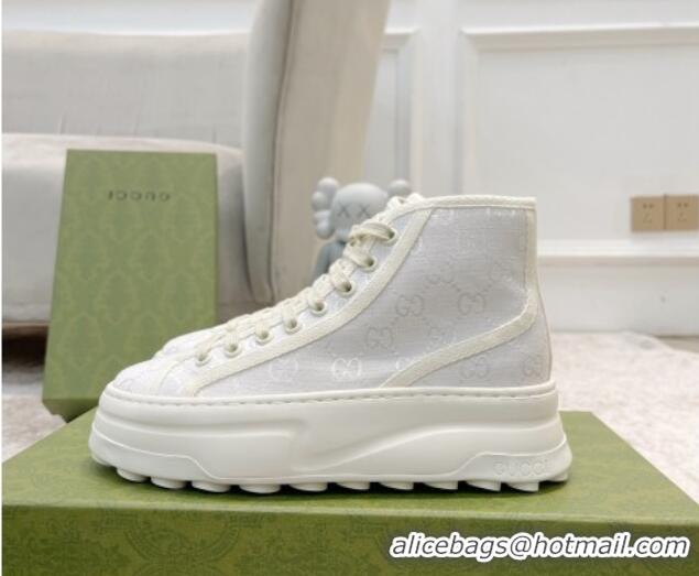 Good Quality Gucci GG Canvas High-top Platform Sneakers 5cm White 406035