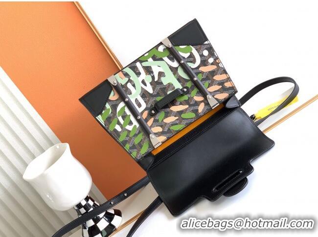 Buy Fashionable Goyard Saigon Structure Mini Top Handle Bag Lettres Camouflage G01096 Black/Green