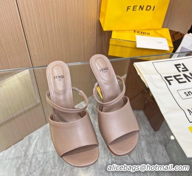 Charming Fendi First Slingbacks High Heel Sandals 9.5cm in Grey Leather 420091
