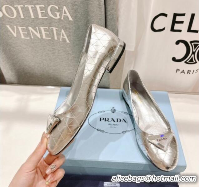 Luxury Prada Quilted Leather ballerinas Silver 612157