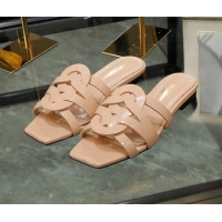 Perfect Saint Laurent Flat Slide Sandals in Patent Leather Nude 324070