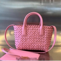 Top Quality Bottega Veneta Mini Cabat Tote Bag in Intreccio Leather 709464 Pink 2023