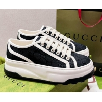 Top Design Gucci GG Canvas Low-top Platform Sneakers 5cm Black 329055