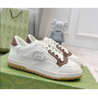 Classic Gucci MAC80 Sneakers in Leather and Fabric White/Brown 0420132