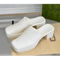 Luxury Gucci Women's Rubber Slip-on Heel Sandals 5.5cm White 607022