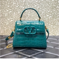Buy Fashionable ALENTINO VSLING small Crocodile pattern Shoulder bag WB0F53 blue