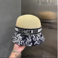 New Design Dior Straw Bucket Hat 061301 Apricot/Black 2023
