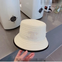 Reasonable Price Chanel Straw Bucket Hat 061303 White/Black 2023