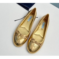 Stylish Prada Metallic Leather ballerinas Gold 612154