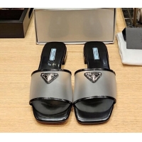 Super Quality Prada PVC Flat Slide Sandals Black 612194