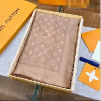 Popular Style Louis Vuitton LV Shine Monogram Shawl Scarf 142cm 8149 Beige 2022