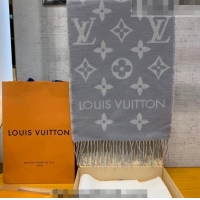 Good Taste Louis Vuitton LV Essential Monogram Wool Long Scarf 34x180cm 12216 Grey 2022