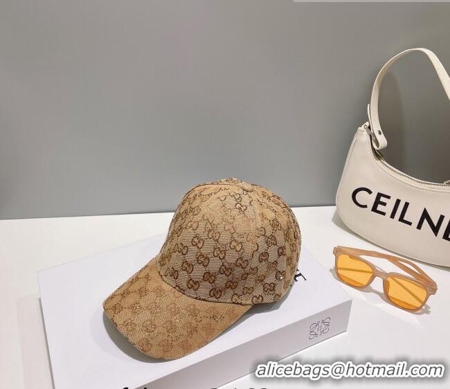 Trendy Design Gucci GG Canvas Baseball Hat with Crystals 0628 Beige 2023