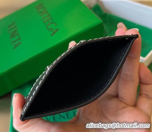 ​Inexpensive Bottega Veneta Cassette Credit Card Case with edge-stitching 748052 Black 2023