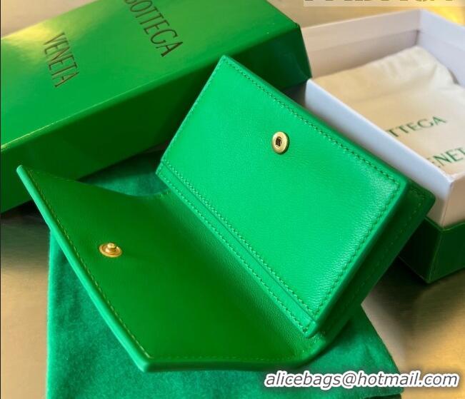 Inexpensive Bottega Veneta Cassette Business Card Case in Intrecciato Leather Parakeet 651396 Green 2023