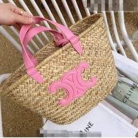 Top Quality Celine Straw Basket Bag 0510 Beige/Pink 2023