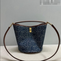 Traditional Specials Celine Bucket 16 Bag in Logo C0056 Denim Dark Blue 2023