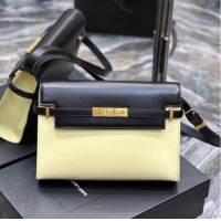 Popular Style SAINT LAURENT MANHATTAN SHOULDER BAG IN SHINY LEATHER 579271 black&yellow