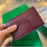 Discount Bottega Veneta Cassette Business Card Case in Intrecciato Leather 651396 Barolo Red 2023