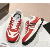 Top Grade Chanel Calfskin and Mesh Sneakers with CHANEL Band Red 525082