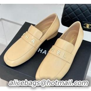 Hot Style Chanel Calfskin Loafers 3cm Apricot 801061