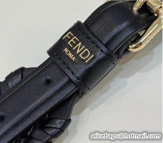 Well Crafted Fendi Strap You Shoulder Strap in Braided Leather 9001 Black 2023