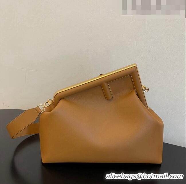Popular Style Fendi First Medium Leather Bag 128L Tan Brown 2023