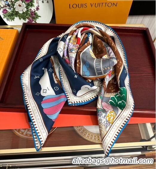 Best Product Louis Vuitton Vivienne Silk Sqaure Scarf 90x90cm 0705 Blue 2023