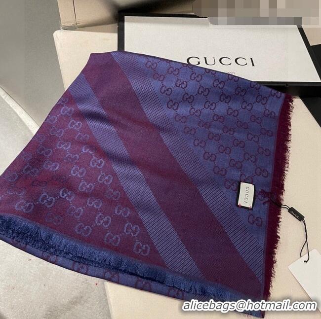 Luxurious Gucci Silk Square Shawl Scarf 140x140cm 0721 Dark Purple 2023